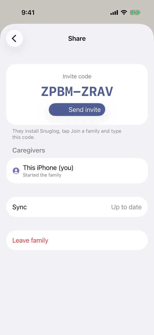 Night shift: Send a code so a partner or grandparent logs from their own phone.